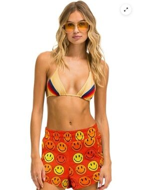 AVIATOR NATION SMILEY 😃 BINGO WOMENS LOUNGER SHORT - RED SZ LARGE
